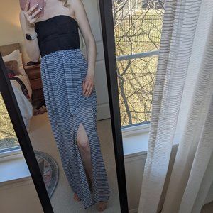 Black and White Strapless Maxi Dress